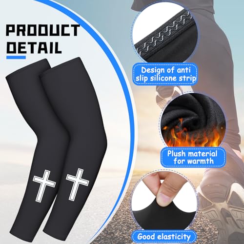 2 Pairs Thermal Arm Sleeves for Men Women Religious Faith Cross Compression Warmer Arm Sleeve for Cycling Basketball3