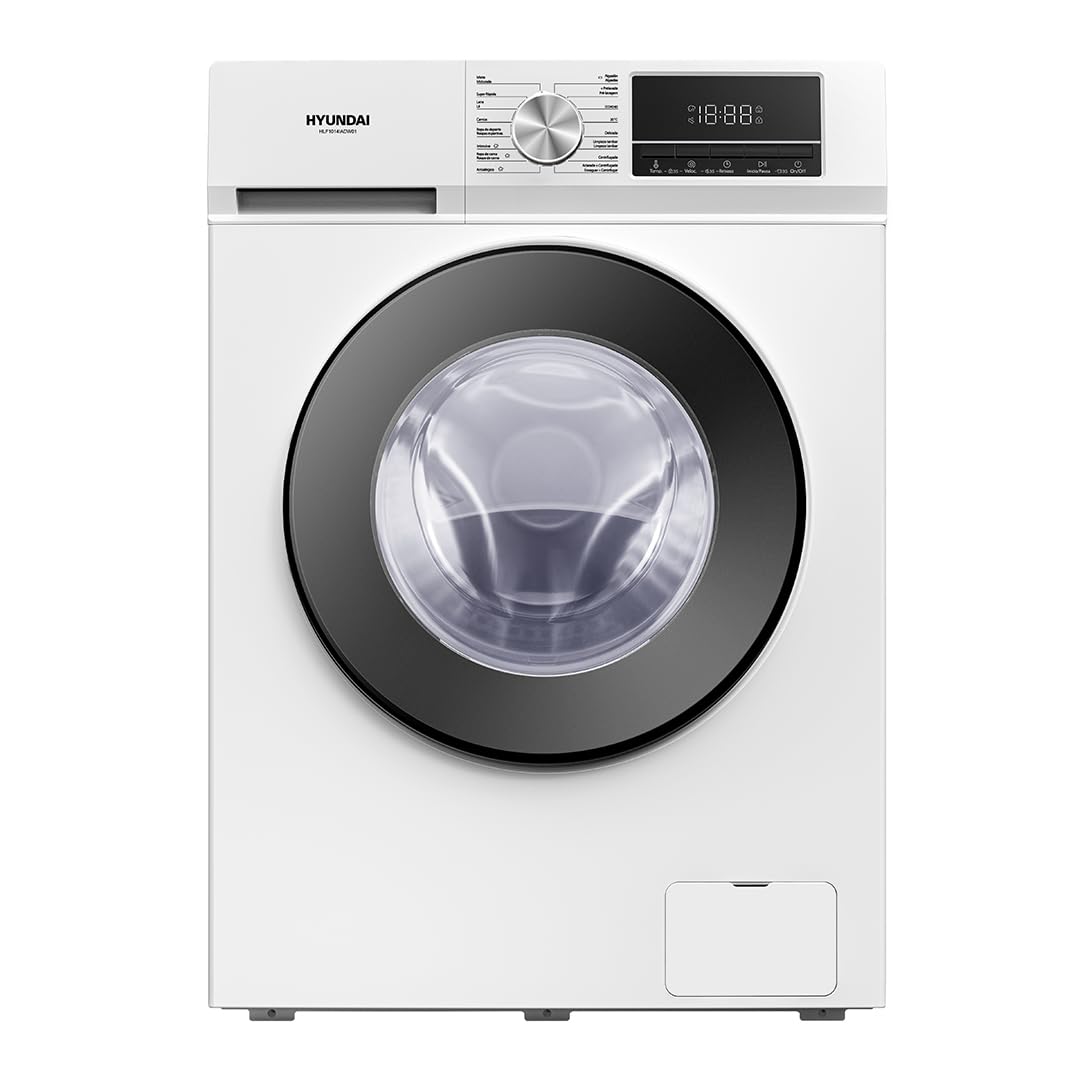 Hyundai Washing Machine 10 kg Front Load White HLF1014IADW01. 1950W, 1400rpm, Inverter Motor, 16 Programs, Stop&Go Function, Energy Efficiency Class A