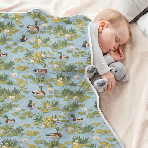 Image of Swaddle Blanket for Boys Girls Soft Warm Swaddle Blanket for Infant Toddler 30X40in Duck Pond