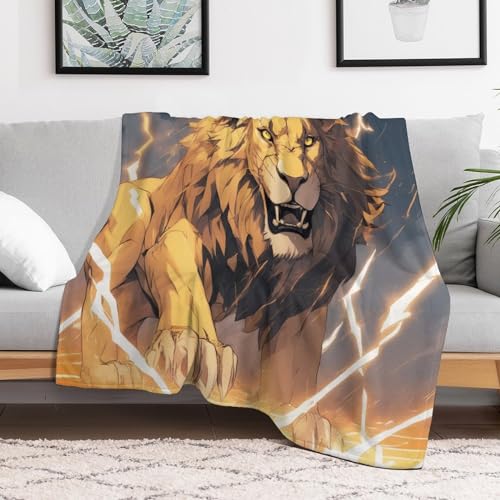 Couverture lion flanelle plaid doux lit canapé extérieur 100x130 - 3