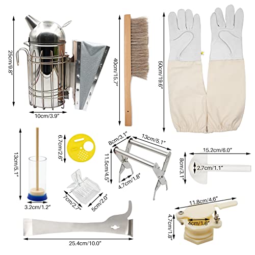 MOGOULUA 15pcs Professional Beekeeping Tool Kit Beekeeping Foundation Tool for Beekeeping Beginner Beehive Smoker Bee Brush Bee Marker Tool Bee Feeder Beehive Tool Accessory - Image 3