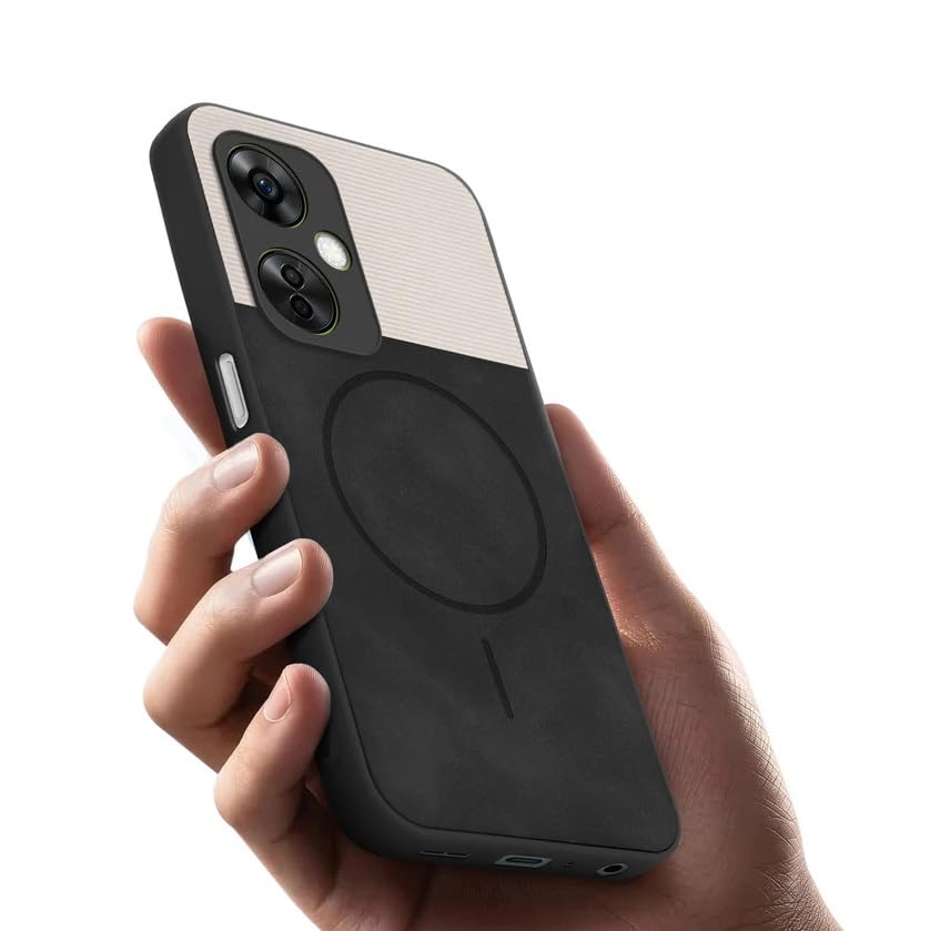 Image of Bintage CASE Dual-Leather Mac Safe Design Phone Case| Soft Touch Finish | Full Camera Protectection Back Cover Compatible for OnePlus Nord CE3 Lite 5G - White & Black