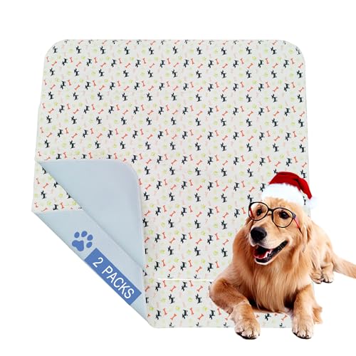Image of Washable Dog Pee Pads,Non Slip Dog Mats with Great Urine Absorption,Reusable Puppy Pee Pads for Whelping,Potty,Training,Playpen,2PACKS Cartoon Dog Urine Pads(35 inch*31 inchThickened Version)