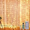 Lichtgordijn met 3 x 3 m, 300 leds, warmwit, watervalschijnwerper met USB-voeding, 8 modi, waterdicht, voor Kerstmis, slaapkamer, feestdecoratie, binnenverlichting