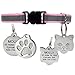 GoTags Reflective Cat Collar with Personalized ID Tag in Stainless Steel, Breakaway Cat Collar with Bell and Custom Engraved Cat Tag with up to 4 Lines of Custom Text, (Pink)