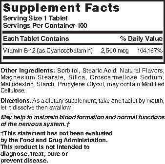 Nature's Blend Vitamina B-12 2500 mcg 100 Tabletas miniatura 3
