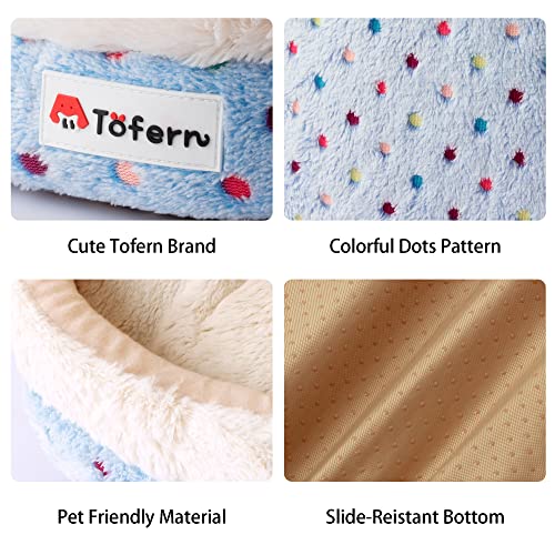 Tofern Dog Beds For Small Dog Cats Colorful Dots Pattern Striped Cute Fleece Warm Washable Igloo Pet Bed With Removable Cover #TOP2