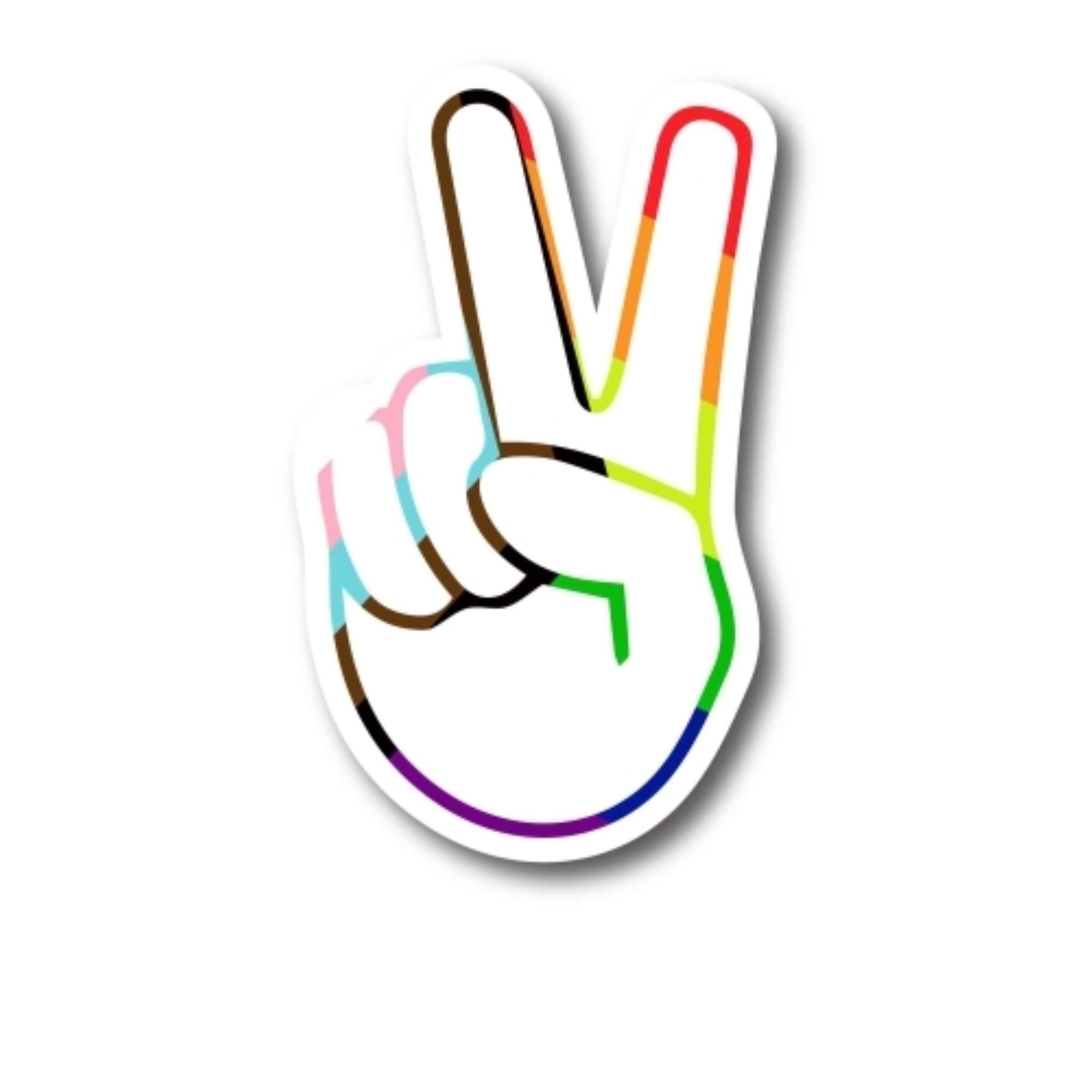 Magnet Me Up LGBTQ Progress Pride Hand Peace Sign Magnet Decal - 5" Heavy Duty Waterproof Vinyl for Car, Truck, SUV, Locker, Show Love, Equality, Pride Car Accessories – Made in USA