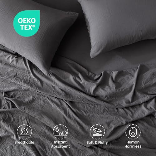 SLEEP ZONE Twin XL Sheet Set, 3 Pcs Soft Prewashed Luxury Bedding Sheets with Fitted Sheet, Flat Sheet and 1 Pillowcases for Hotel, Home, Grey - image 2