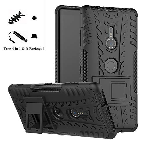 LiuShan Xperia XZ3 Funda, Heavy Duty Silicona Híbrida Rugged Armor Soporte Cáscara de Cubierta Protectora de Doble Capa Caso para Sony Xperia XZ3 Smartphone(Not fit Xperia XZ2),Negro