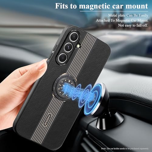 Coque Samsung A14 5G fine en cuir résistant aux rayures avec support noir - 2