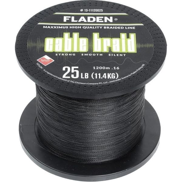 Fladen Maxximus Cable Braid, 1200m geflochtene Schnur, Schwarz oder Gelb, Durchmesser 0,10mm-0,30mm, Tragkraft 5,4kg (12lb) - 22,7kg (50lb)
