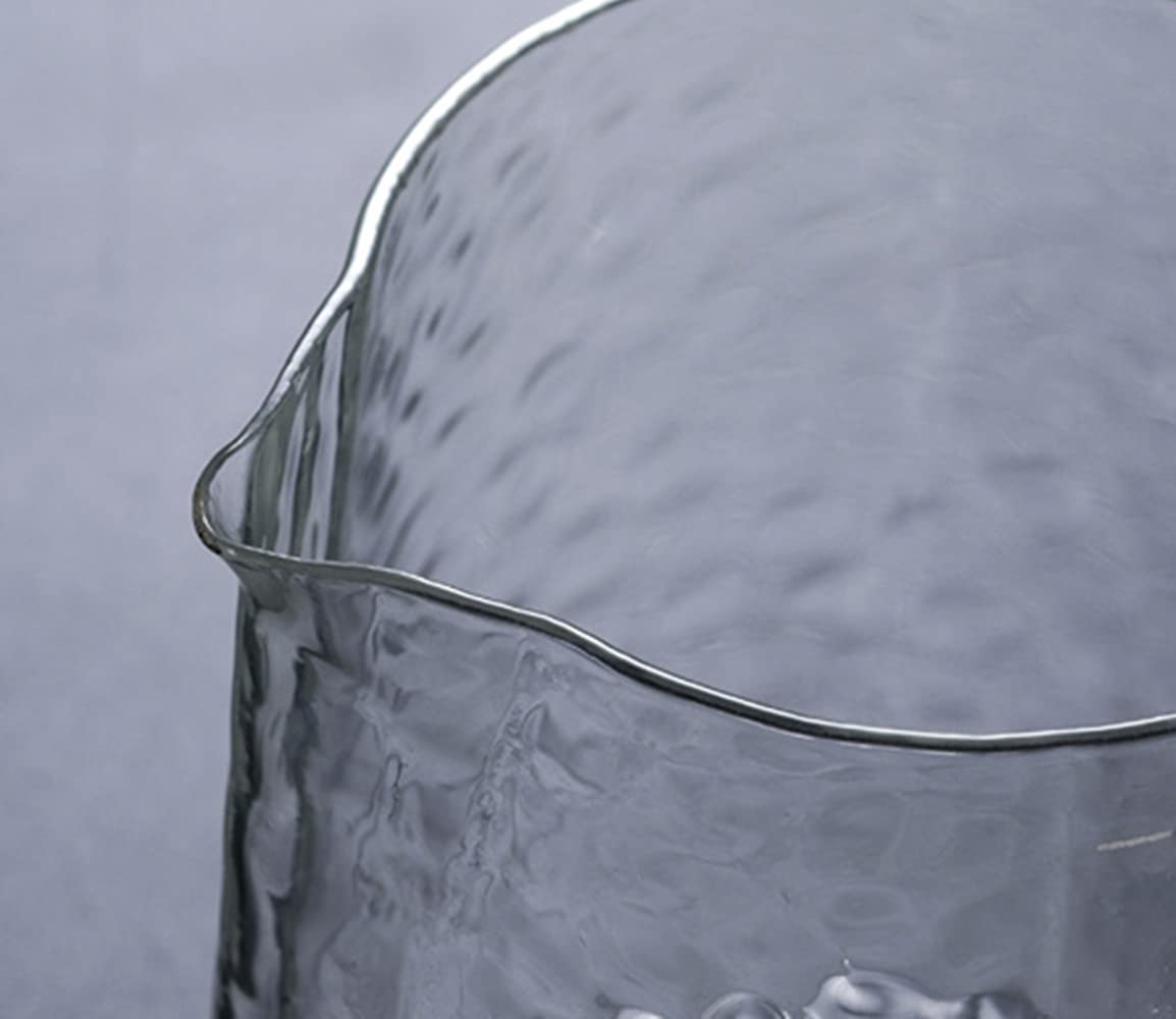 Thickened Hand Hammered Glass Creamer Pitcher with Wooden Handle 17Oz 500ML Coffee Milk Frothing Cup Clear Measuring Scale — view 7