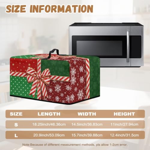 Image of Countertop Oven Cover Christmas Holiday Party Decorative Small Kitchen Appliance Protector for Countertop Decor, S, 18.25 x 14.5 x 11 Inches, Christmas Bow Green Red