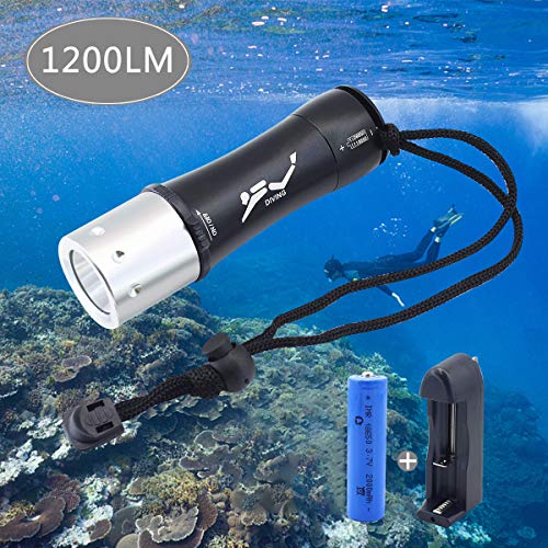 CooiLight LED Diving Flashlight, Cree XM-L2 1200 Lumens Diving Torch Scuba Safety Lights,Underwater
