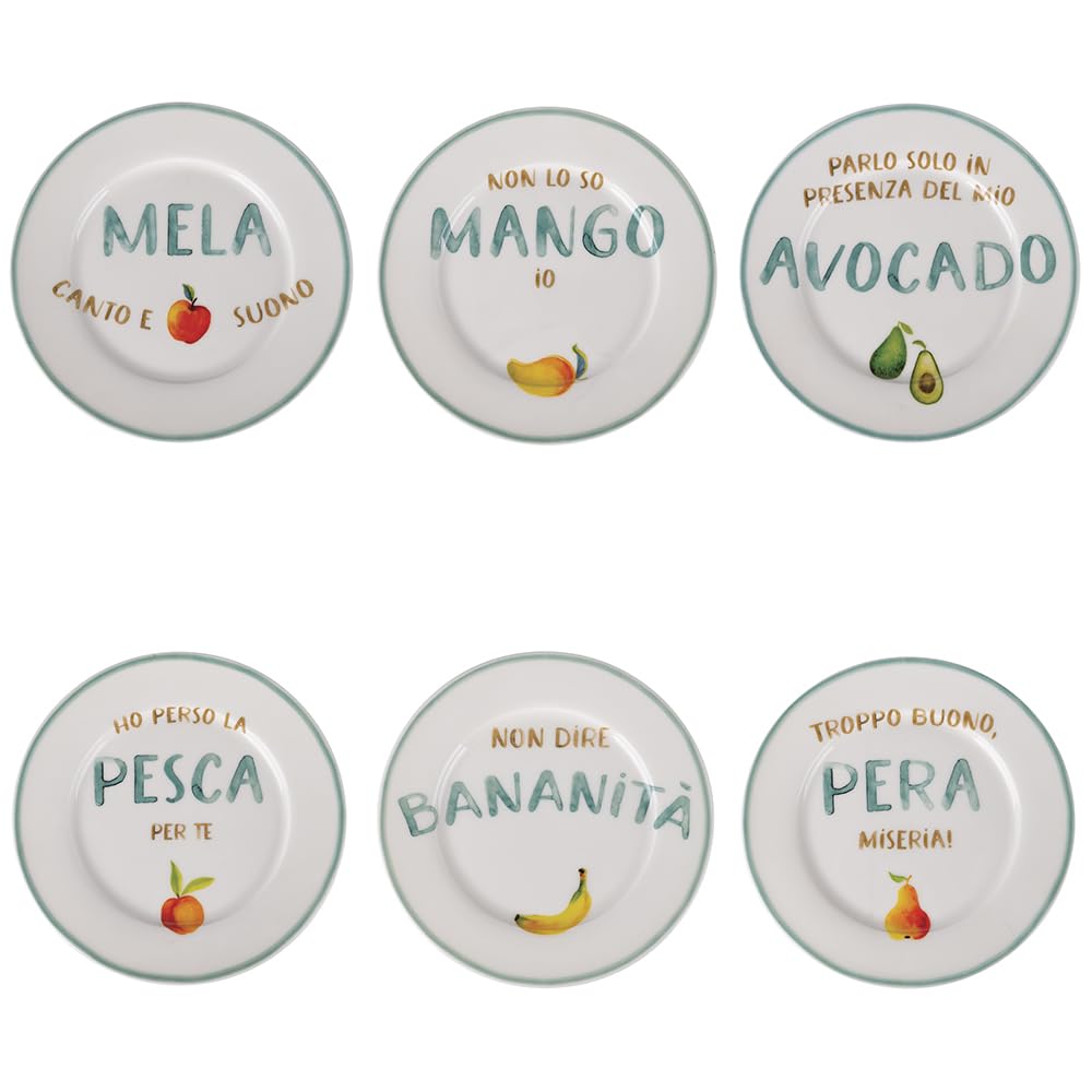 Set 6 Piatto frutta 19 cm in porcellana new bone China, Le Travisate
