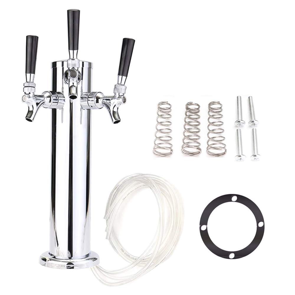 Draft Bierspender, Dreifach-Zapfturm mit 3 Wasserhähnen, Edelstahl, geeignet für Bier, Saft und Limonade, kompaktes Design
