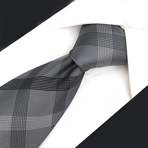 S&W SHLAX&WING Gravatas para homens Gravata quadriculada masculina de seda Jacquard tecido 12