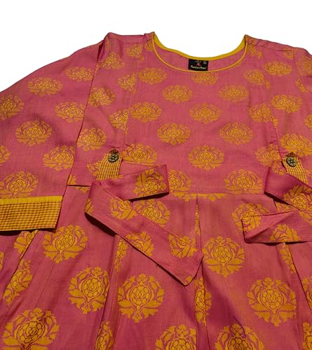 Image of DUMMY SHAPE Feeding Kurtis for Women Cotton Rayon | Orange Printed Pregnancy Flare Kurta with Nursing Zippers to Pre & Post Partum | Maternity Dresses | Gifts for Pregnant Woman (D-M-P051-XXXL)