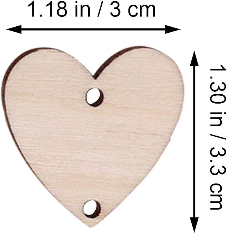 100 Pièces Décoratives En Bois (50 Cœurs + 50 Ronds) Et 100 Anneaux Fer - Pour Bricolage, Mariage, Anniversaire