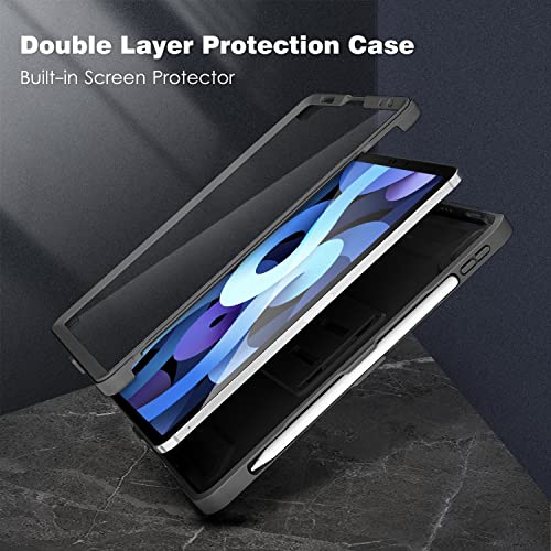 Dtto Case For Ipad Air 5Th / 4Th Generation Case 10.9 Inch 2022/2020 With Pencil Holder, [Screen Protector] Shockproof Full Body Protective Cover, Also Fit Ipad Pro 11 2021/2020/2018 - Black #TOP2
