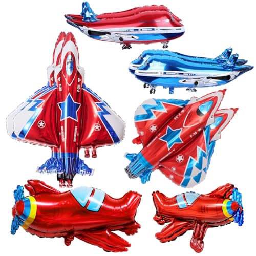 Flugzeug Deko Geburtstag Luftballons, Flugzeug Ballonset, 12 Stück Luftballons für Geburtstag, Helium Alufolie Ballons Dekoration für Jungen & Kinderparty