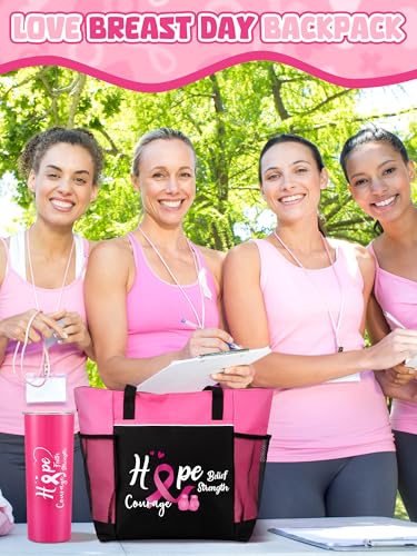 Paterr 2 Pack Breast Cancer Awareness Gifts Chemo Bags and Totes Chemo Care Package for Women Breast Cancer Accessories(Classic Pink,Breast Cancer)3