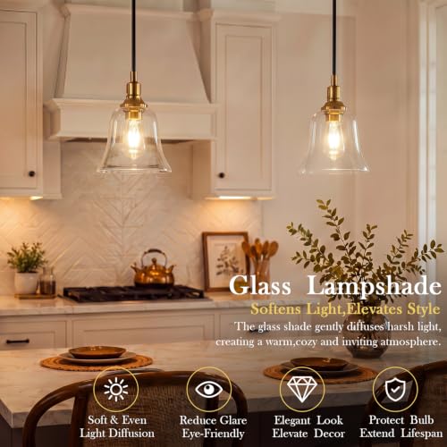 Image of Teenyyou 6 Pcs Clear Bell Shaped Glass Lamp Shade Replacement | Globe Ceiling Fan Light Cover with 1-5 /8'' (42mm) Fitter for Chandelier Wall Sconce Pendant Light Bathroom Vanity Fixture