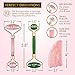 Authentic Jade Roller, Natural Rose Quartz Roller and Gua Sha | 3-In-1 Stone Face Massager Kit | Anti-Aging Beauty Tools for Slimming, Toning and Firming Skin | Reduce Puffy Eyes and Firm Wrinkles