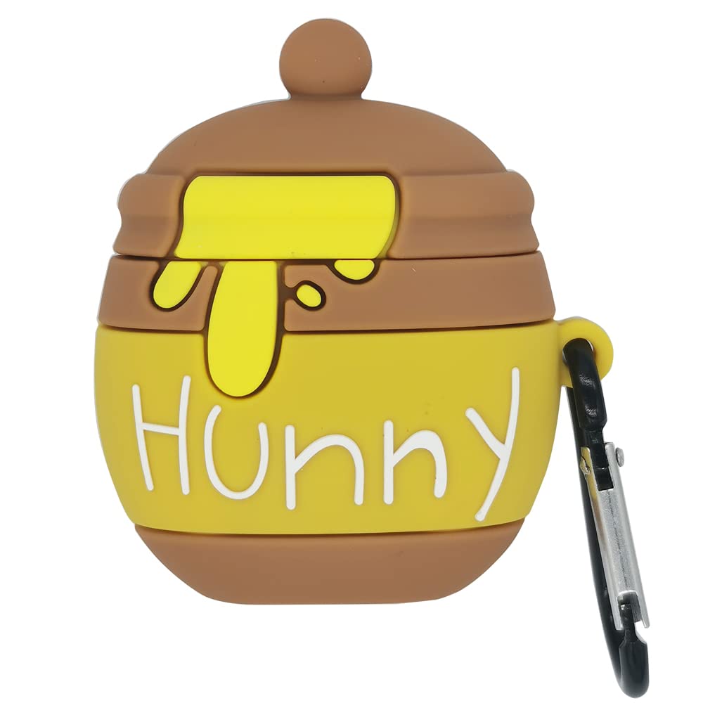ZEPTY Compatible for AirPods Case 1st & 2nd Generation, Kids Teens Boys Girls Women Cute Funny Cool Silicon Cartoon 3D Food Series Design Honey Pot Shell Cover for AirPods Case 1/2 - Hunny Pot