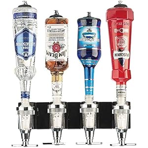 Monsterzeug Bar-butler met muurbeugel voor 4 flessen, verdeler voor sterke drank als doseerapparaat voor dranken, flessenhouder voor wandmontage, baraccessoire