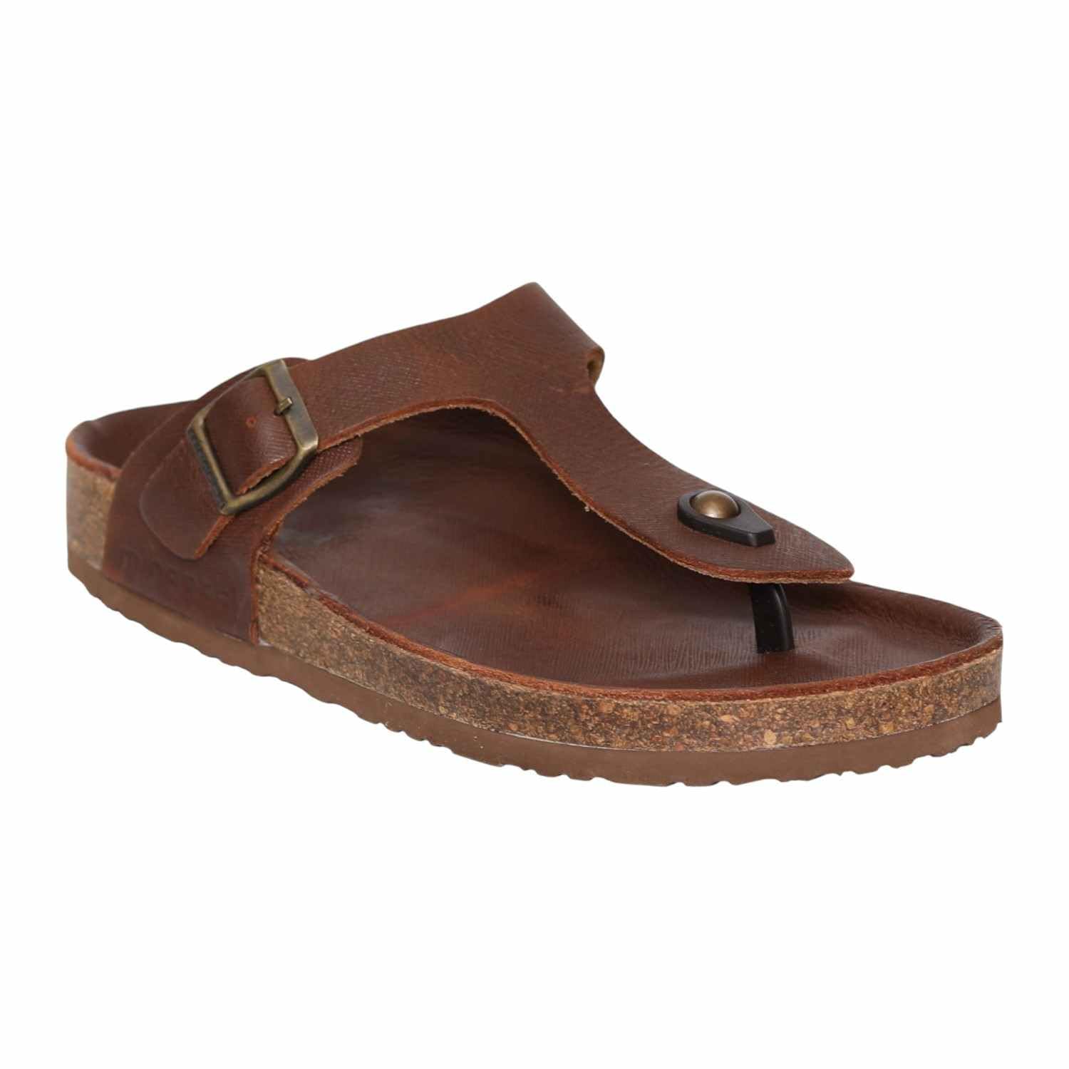 Men's Red Brown Rustic Footbed Sandals-picture-58