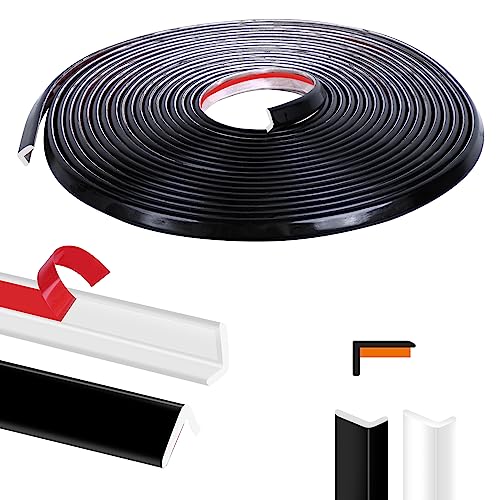 Image of Peel and Stick Tile Edge Trim 20Ft L-Shape Tile Outside Corner Molding Vinyl Trim Tile Exterior Trim Edging Moulding for Bathroom Tile Backsplash End Shower Wall Edges Furniture Decoration - Black