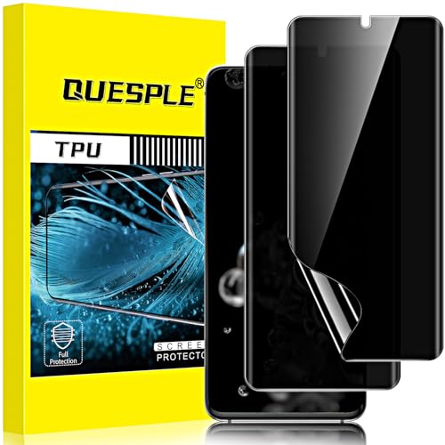 QUESPLE 2 Pack TPU Privacy Screen Protector for Samsung Galaxy S20 Ultra 6.9 inch[Not Glass], True 28° Anti-Spy, Fingerprint Unlock Support, High Sensitivity, Case Friendly