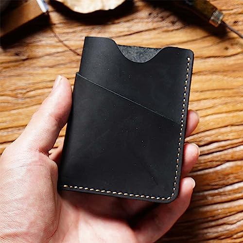 Handmade Vintage Leather Card Holder - Slim RFID Blocking Wallet for Men - Genuine Full-Grain Cowhide Minimalist Front Pocket Wallet - 3.74"x2.95"x0.2"4