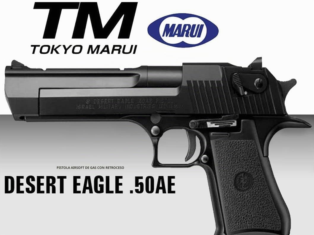 Pistola Airsoft de Gas blowback Desert Eagle 50AE en Color Negro de la Marca y Fabricante japonés Tokyo Marui. Potencia < 1 J