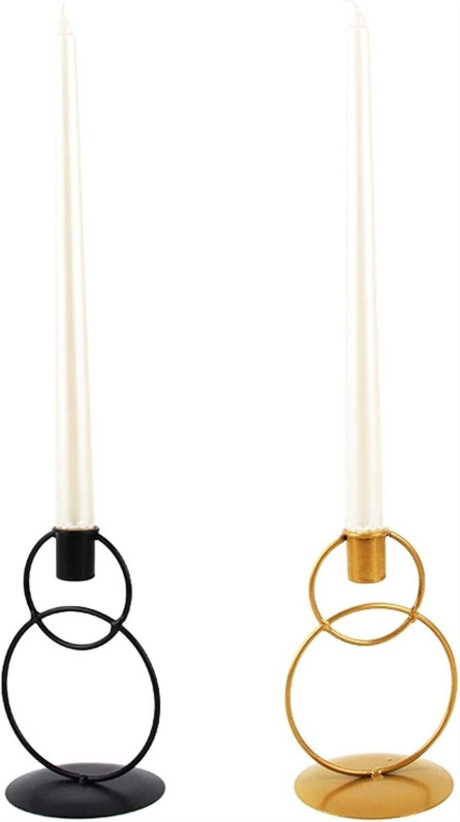 candlestick holders, 2pcs Nordic Double Ring Candle Holder Metal Candlestick Candelabrum Stand Candlelight