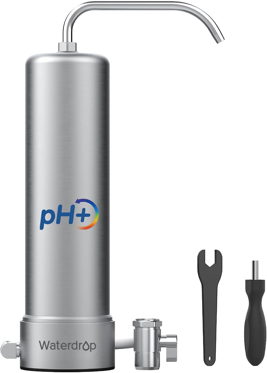 [Alkaline] Waterdrop Water Filter for Sink Faucet, NSF/ANSI 42 Certified Countertop Water Filter System, 5-Stage Stainless Steel Faucet, 8000 Gallons, Reduces 99% Chlorine, WD-CTF-03(1 Filter)