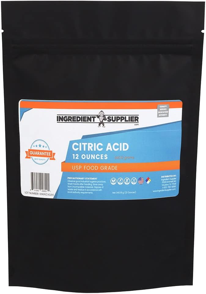 Citric Acid Anhydrous, 12 Oz. - USP Food Grade & Non-GMO- Natural Food Preservative, All Purpose Cleaning Agent, Beauty Ingredient