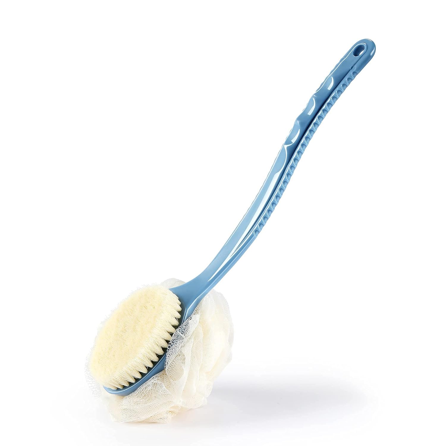 Shower Body Brush with Bristles and Loofah,Back Scrubber Bath Mesh Sponge with Curved Long Handle for Skin Exfoliating Bath, Massage Bristles Suitable for Wet or Dry, Men and Women-image-21