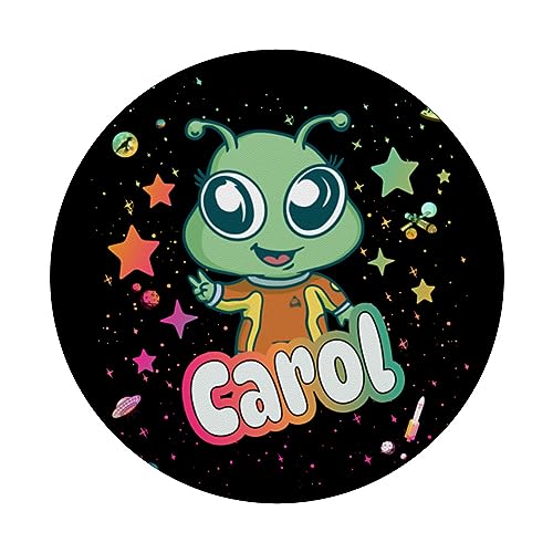 CAROL - Adorable girl name with cute Alien PopSockets Swappable PopGrip, Black - Image 3