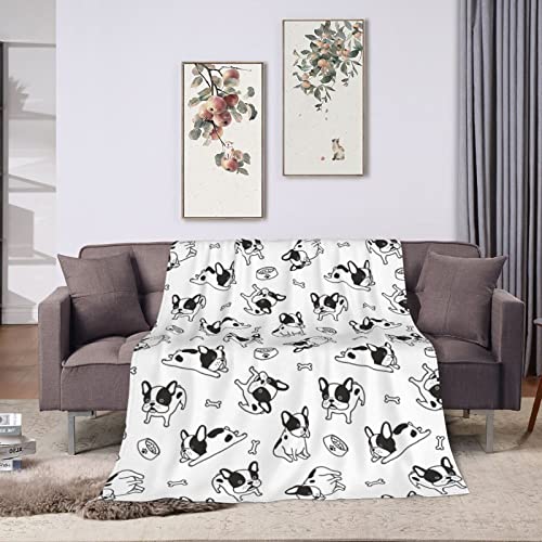 Yipaidel French Bulldog Flannel Fleece Bed Blanket Throw Blanket Lightweight Cozy Plush Blanket For Bedroom Living Rooms Sofa Couch 60"X50" #TOP4