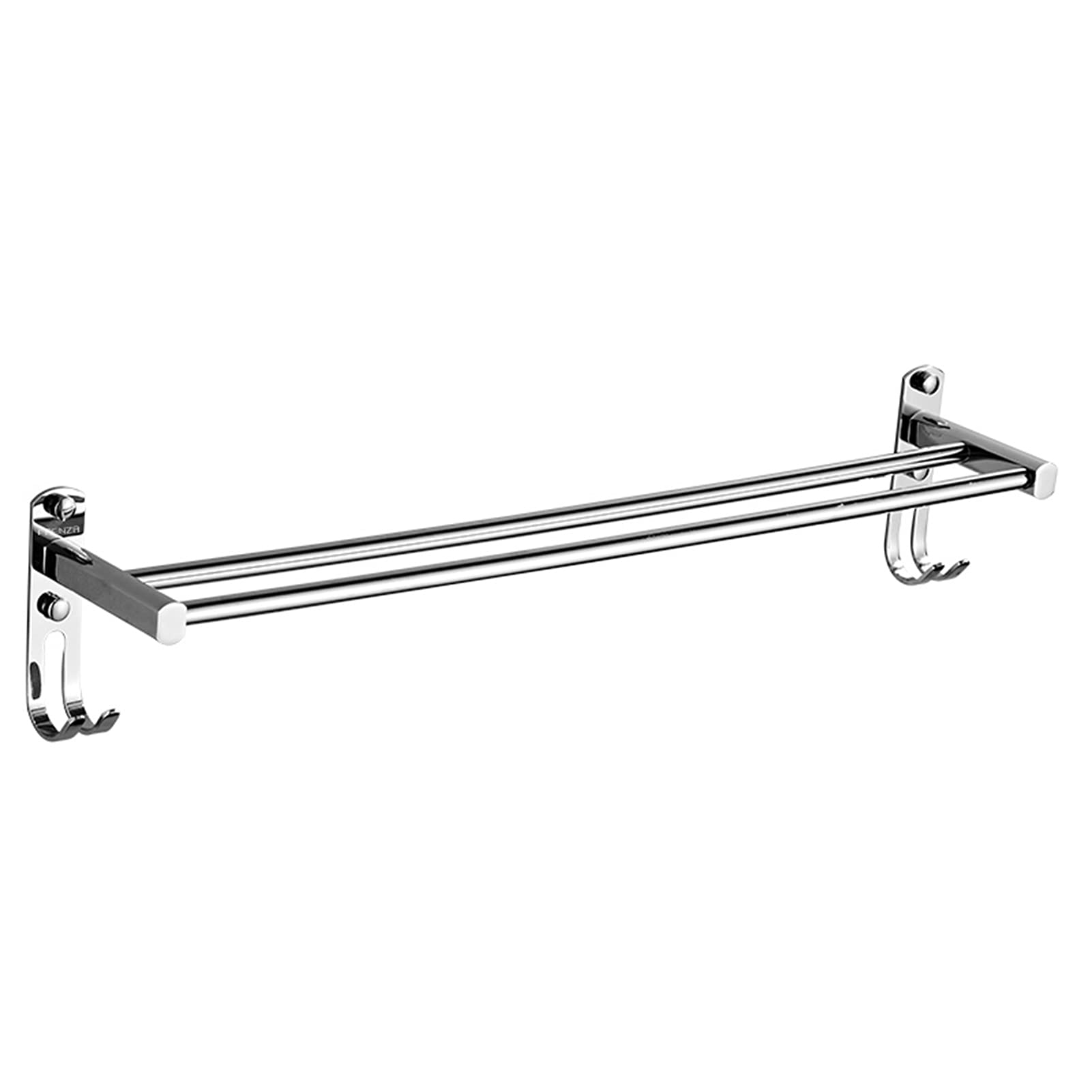 GLETSF Wall Mounted Double Bath Towel Bar Rail, With Hook Copper Towel Rack, Chrome, Polished Silver Finish, For Bathroom Hardware And Kitchen, 39Cm/49Cm/59Cm/69Cm/79C-One Color-59cm