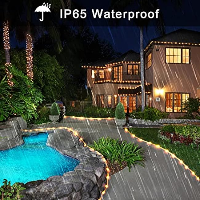 JMEXSUSS 200 LED Solar Rope Lights,66ft 8 Modes Solar Rope Lights Outdoor Waterproof LED Solar Powered Rope Tube for Fence,Gazebo,Yard,Walkway,Path(Warm White)