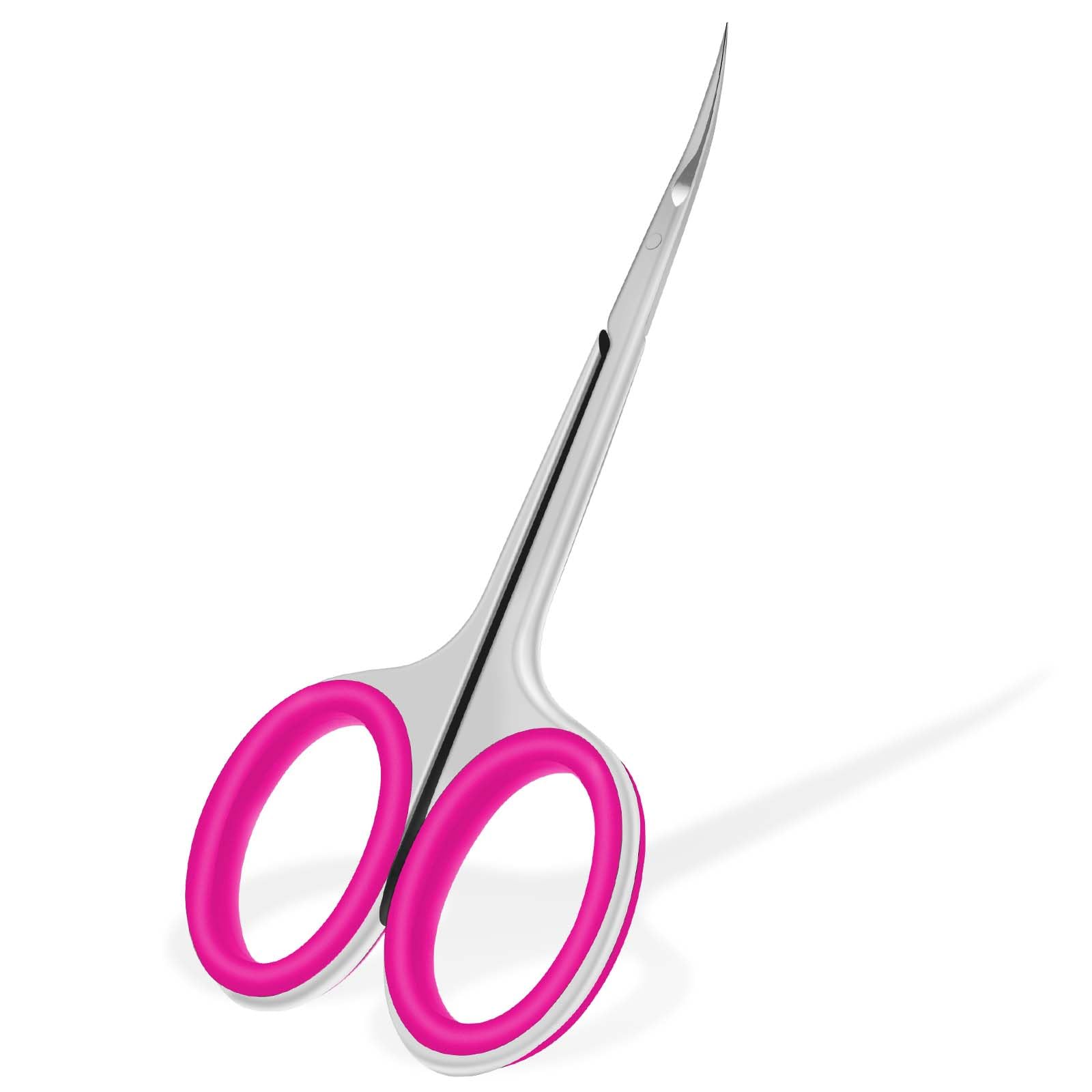 CGBE Forbicine per Cuticole Professionale in Acciaio Inossidabile 420, Forbici per Cuticole con Punta Curva (Rosa)