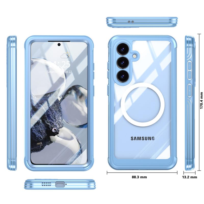 Image of LuxuryKase Shockproof Front & Back Cover for Samsung Galaxy S25 Plus with Full Body Protection | Strong Grip | Camera & Screen Guard | Wireless Charging Support | Durable TPU+PC Design - Blue