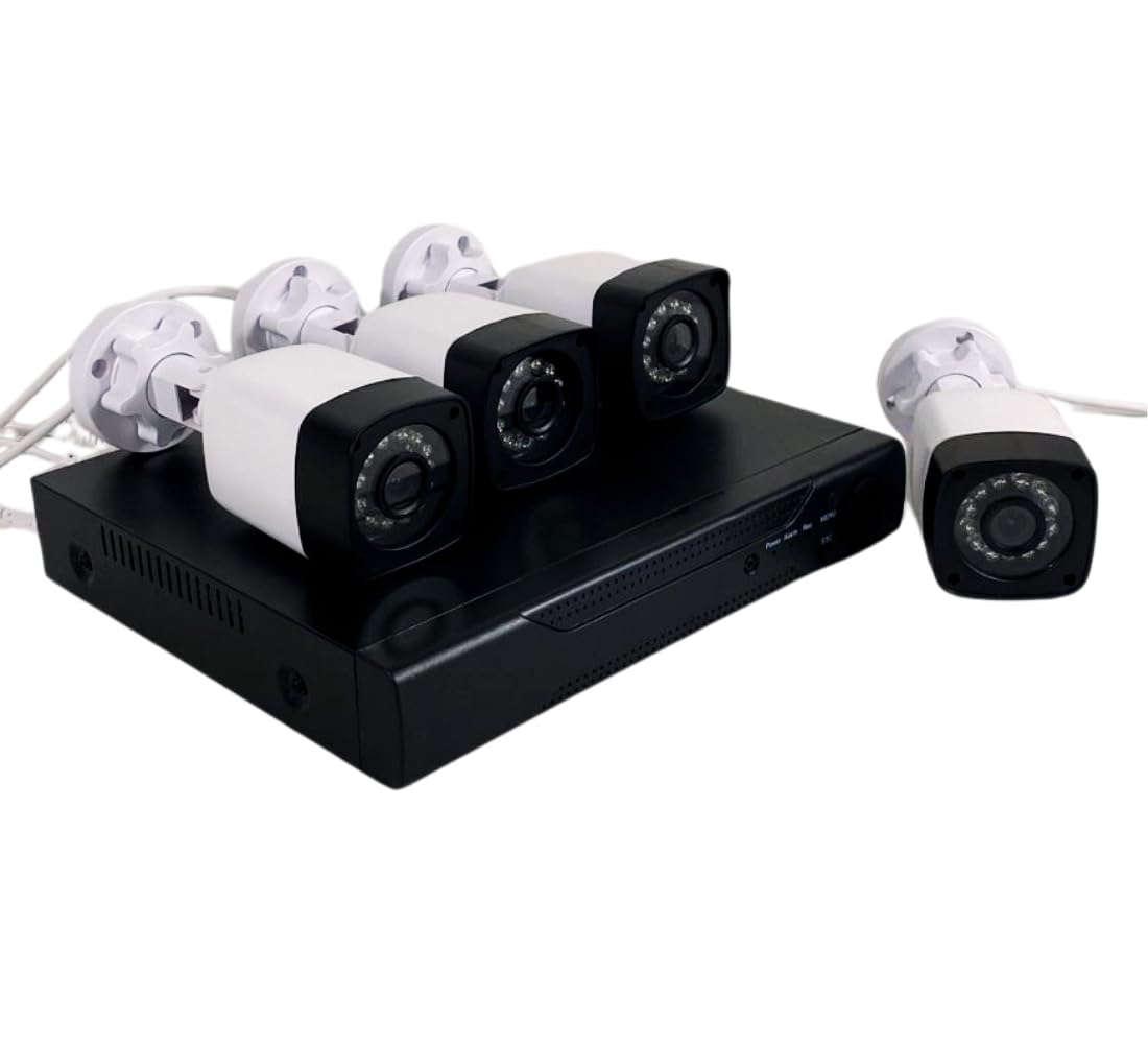 Kit di Videosorveglianza AHD IP Cloud, DVR + 4 Telecamere FULL CCTV HD Infrarossi, Visione Notturna, Sensore Movimento, h.264, Sorveglianza Domestica Professionale P2P