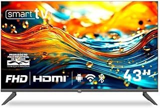Smart tv hq 43" full hd tela sem bordas sistema android design slim