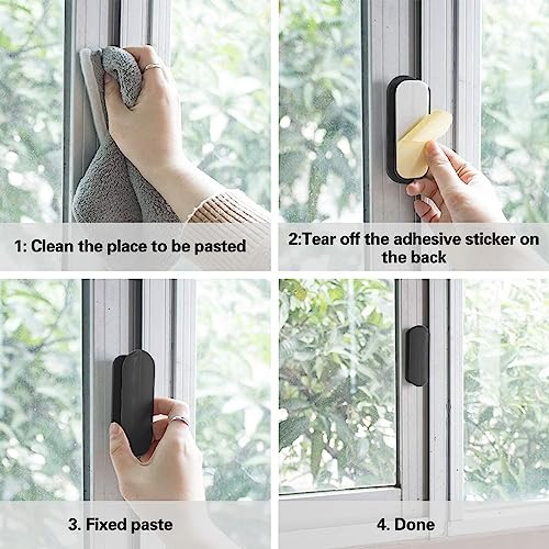 KARELLS Balkontürgriff Kleben, Griff Balkontür Ohne Bohren, 2 Stück Griff Balkontür Außen, Balkontürgriff Außen Zum Kleben, Klebegriff Terrassentür, Balkongriff, Kunststoff Möbelgriff, Schwarz