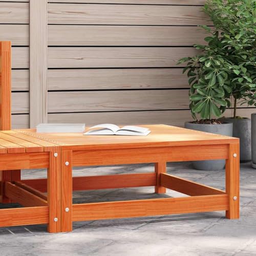 Taburete de jardín modular de pino marrón cera 70x70x30 cm 2